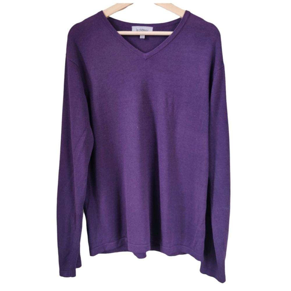 Le Chateau Purple V-Neck Sweater XXL